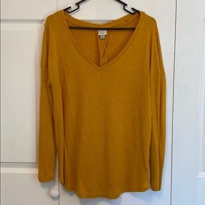 Golden flowy v-neck sweater